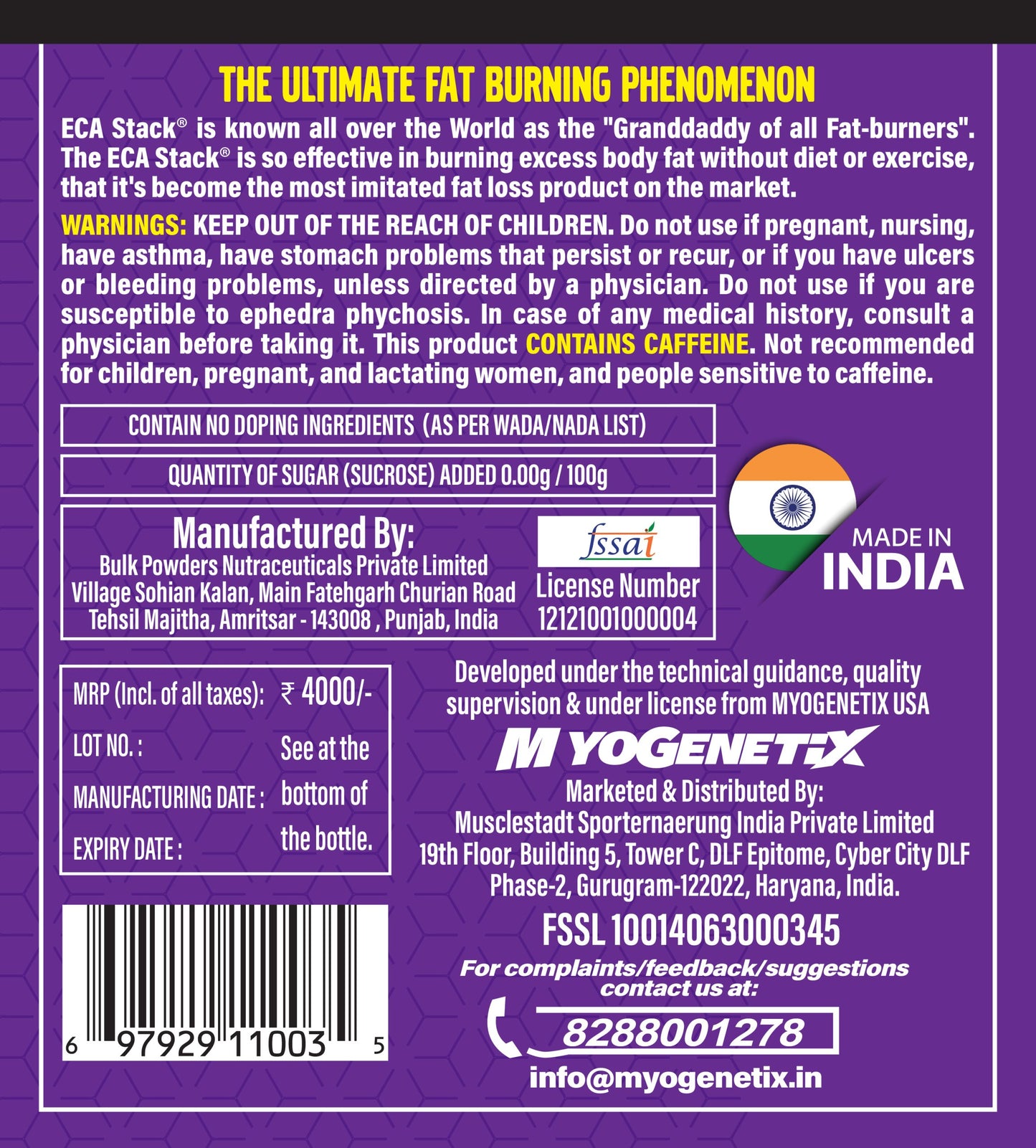ECA STACK® (60 Servings)~Granddaddy of all Fat-burners