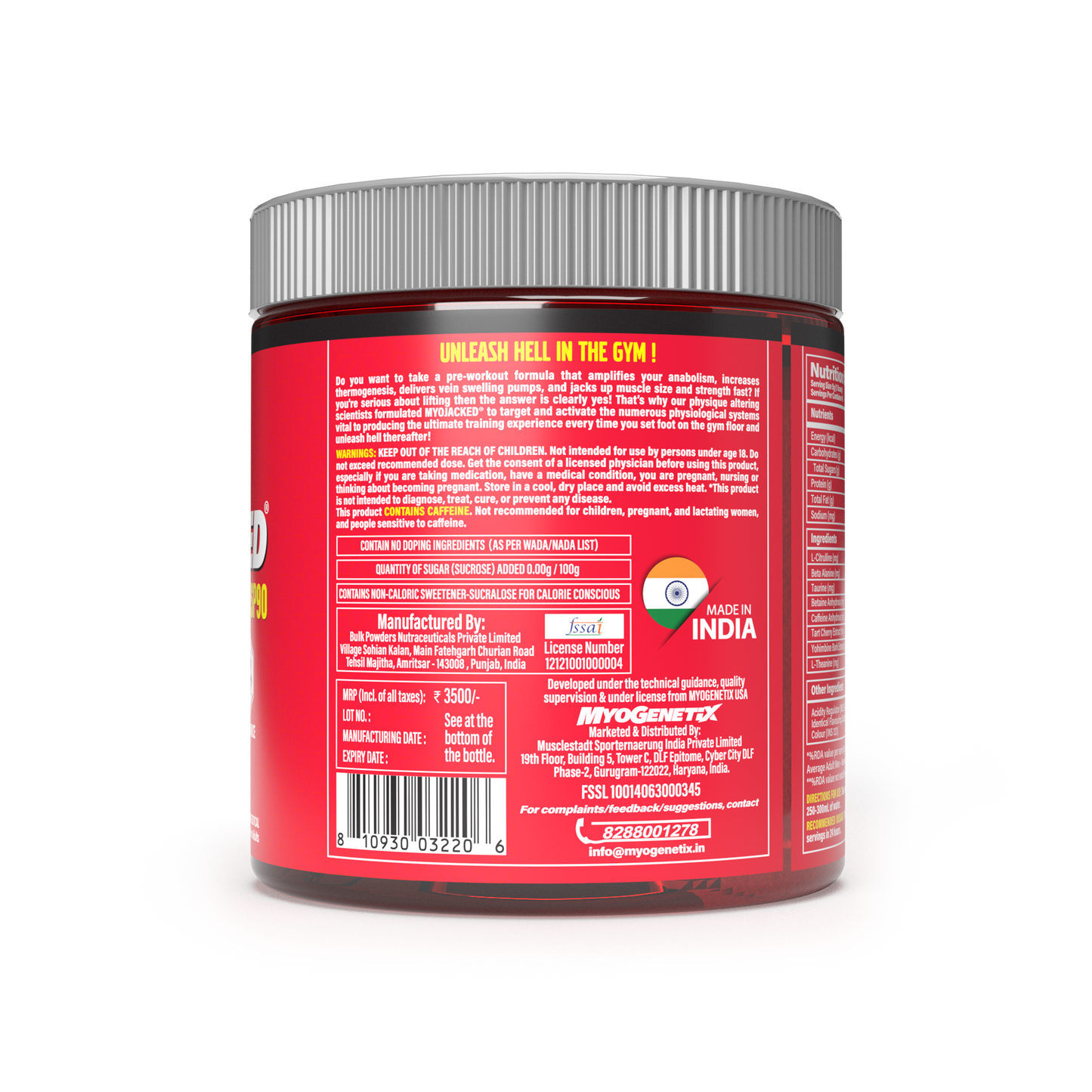 MYOGENETIX® MYOJACKED® HSP90 7.9 Oz. (45 Servings) Blue Raspberry Ice