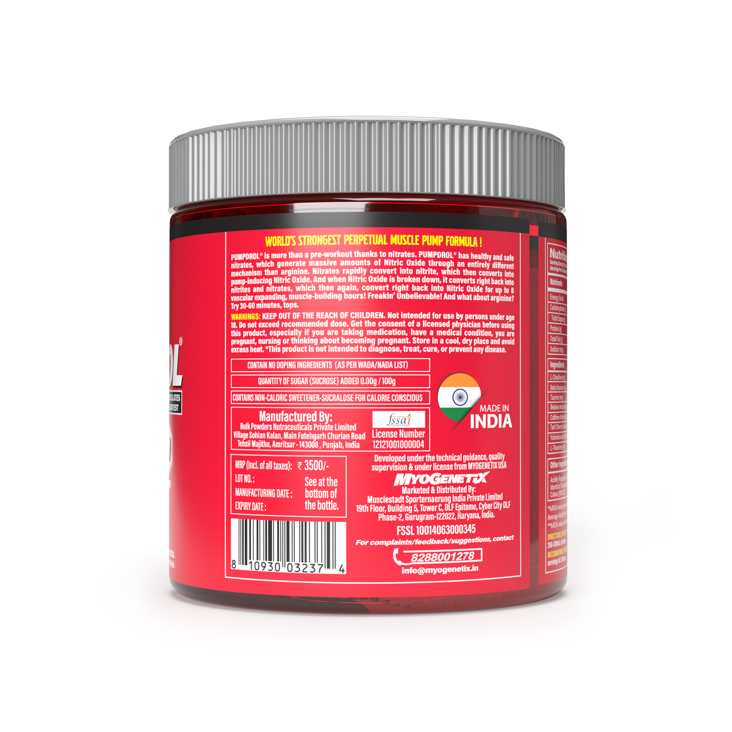 MYOGENETIX® PUMPDROL® 10.6 Oz. (60 Servings) Juicy Fruit Bubblegum Flavour